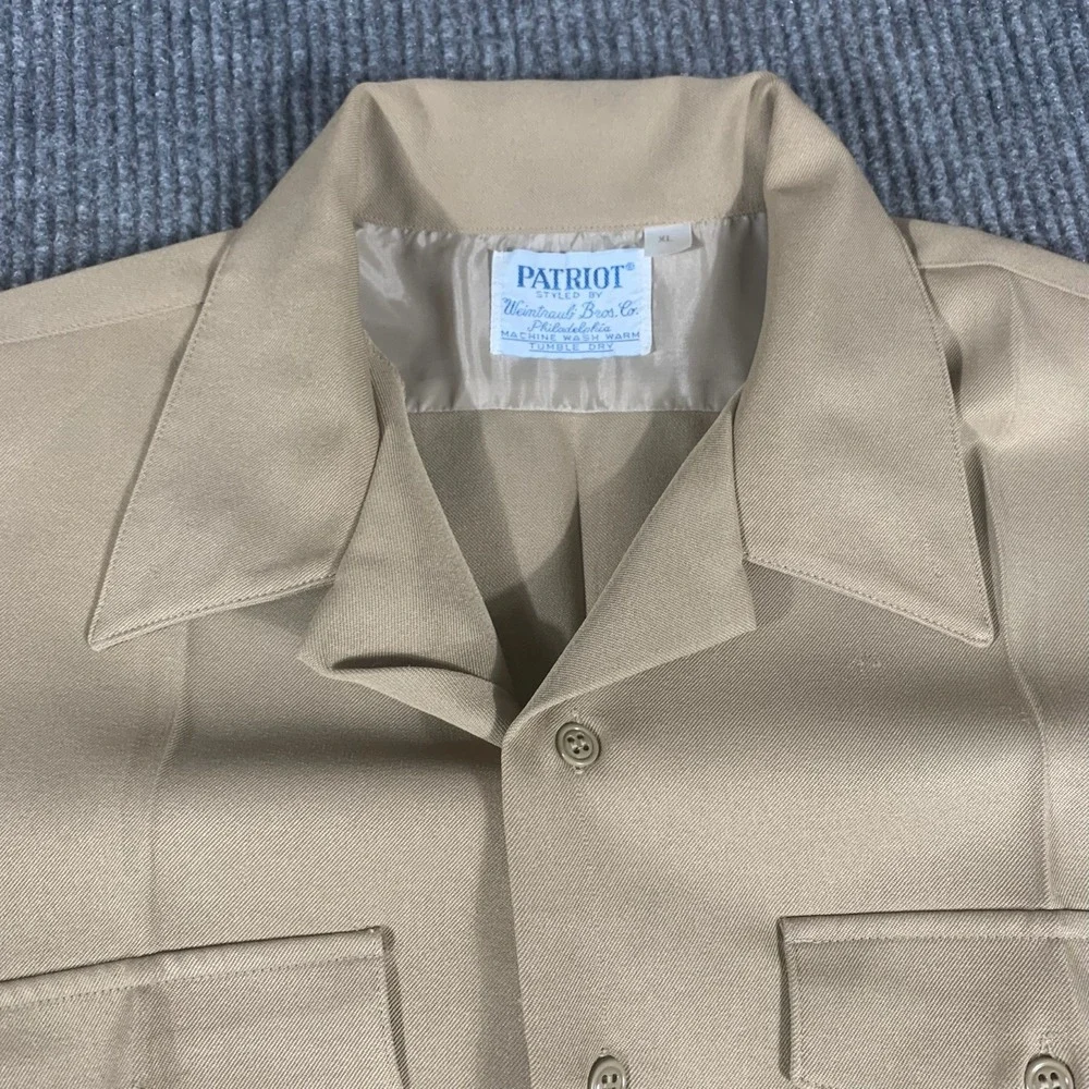 VTG Patriot Shirt‎ Mens XL Beige Button Up Weintraub Military Navy Vietnam War